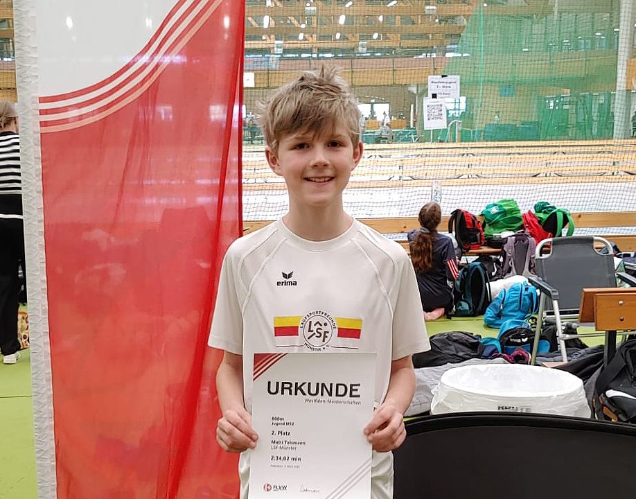 Matti Teismann bei den Westfälischen Hallenmeisterschaften der U14