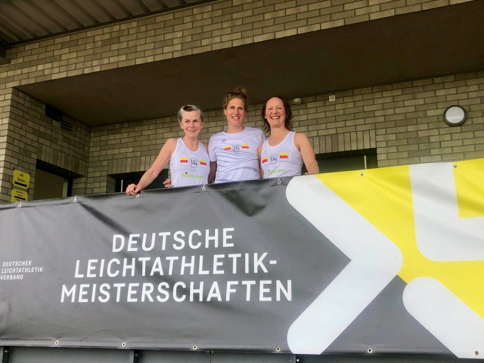 Delia Krell-Witte, Alexandra Schoppe-Schmidt und Raija Schmidt, LSF Münster bei den Deutschen Langstreckenmeisterschaften 2024 in Wassenberg