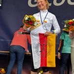 Raija Schmidt vom LSF MastersTeam gewann beim Münster-Marathon 2025 die 28-km-Distanz. Foto: Privat.