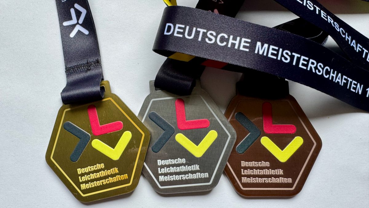 Medaillen von Deutschen Meisterschaften, Gold, Silber und Bronze. Foto: M. Holtkötter