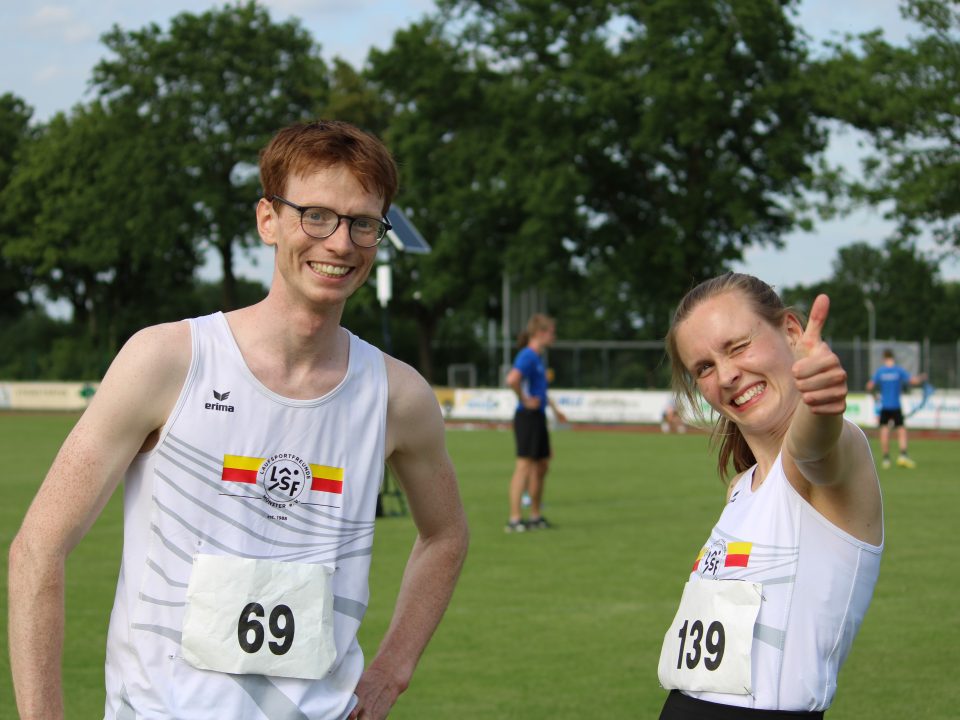 Frederik Taube und Laura Brockhoff, LSF Münster, Kreiseinzelmeisterschaften in Horstmar am 30. Mai 2026